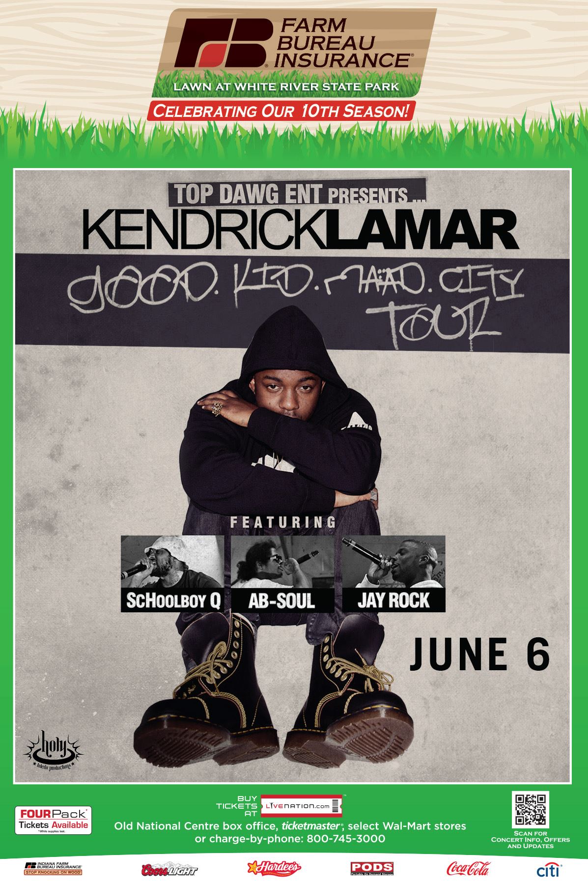 Upcoming Event: Kendrick Lamar & TDE The Good Kid, m.A.A.d. City Tour @ Farm Bureau Insurance Lawn at White River State Park (6/6/13)