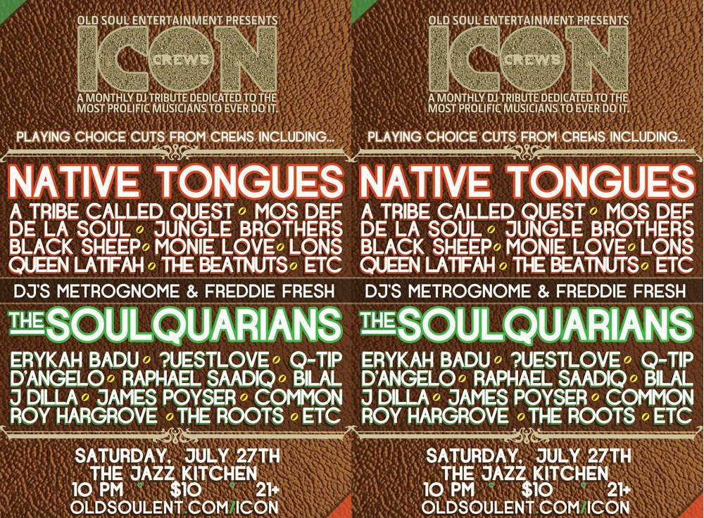 Upcoming ICON Event: Native Tongues & Soulquarians w/ DJ MetroGnome & DJ Freddie Fresh